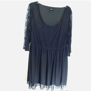 Torrid Black Lace Sleeve A-Line Dress